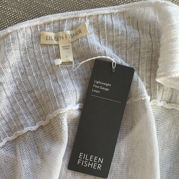 Eileen Fisher Fine Gauge Linen Knit Scoop Neck Top. Size L. NWT. White - Picture 5 of 7